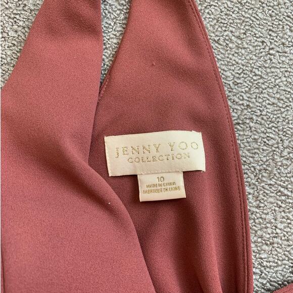 Jenny Yoo Collection Taryn Formal Dress Gown Cut Out Twist Back Cinnamon Rose 10 - Picture 3 of 10